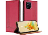 Custodia Per Oppo Find X5 In Pelle Con Funzione Di Stand Rosso