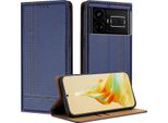 Custodia Per Telefono Cellulare Per Realme GT5 5G In Pelle Flip Custodia Protettiva Con Funzione Stand Blu