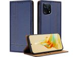 Custodia Per Oppo Find X5 In Pelle Con Funzione Di Supporto Blu
