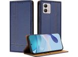 Custodia Per Motorola Moto G13 G53 In Pelle Flip Cover Con Funzione Stand Blu