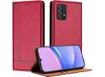 Custodia Per Samsung Galaxy A52S A52 5G/4G In Pelle Con Funzione Stand Rosso