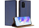 Custodia Per Huawei P40 In Pelle Con Funzione Stand Blu