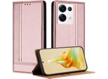 Custodia Per Oppo Reno8 Pro 5G In Pelle Con Funzione Stand Rosa