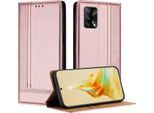 Custodia Per Telefono Cellulare Per Oppo A74 4G In Pelle Flip Cover Con Stand Rosa