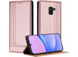 Custodia Per Telefono Cellulare Per Samsung Galaxy A8 2018 In Pelle Flip-Up Custodia Protettiva Con Funzione Stand Rosa