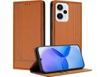 Custodia Per Xiaomi Poco F5/Redmi Note 12 Turbo In Pelle Flip Case Con Funzione Stand Brown