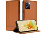 Custodia Per Telefono Cellulare Per Oppo A57 4G In Pelle Flip Cover Con Funzione Stand Brown
