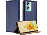 Custodia Per Oppo A79 5G In Pelle Flip Case Con Funzione Stand Blu