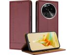 Custodia Per Oppo Find X6 Pro In Pelle Con Funzione Stand Rosso Scuro