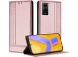 Custodia Per Vivo Y55 5G/Y75 5G/Y30 5G In Pelle Con Funzione Stand Rosa