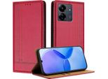 Custodia Per Xiaomi Poco C65/Poco M6 5G/Redmi 13C Custodia Flip In Pelle Con Funzione Di Supporto Rosso