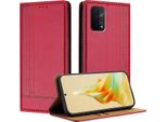 Custodia Per Oppo A54 5G In Pelle Con Funzione Stand Rosso