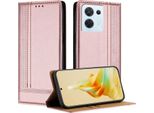 Custodia Per Oppo Reno8 5G In Pelle Con Funzione Di Supporto Rosa