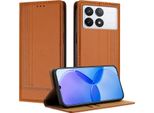 Custodia Per Xiaomi Poco X6 Pro/Redmi K70E 5G In Pelle Con Funzione Stand Brown