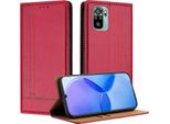 Custodia Per Telefono Cellulare Per Xiaomi Poco M5S/Redmi Note 10S/Note 10 4G In Pelle Flip Custodia Protettiva Con Supporto Rosso