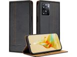 Custodia Per Oppo A57 4G In Pelle Con Funzione Stand Nero