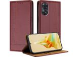 Custodia Per Oppo Reno8 T 4G In Pelle Con Funzione Stand Rosso Scuro