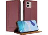 Custodia Per Motorola Moto G Stylus 5G 2023 In Pelle Con Funzione Stand Rosso Scuro
