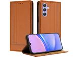 Custodia Per Samsung Galaxy A55 5G In Pelle Con Funzione Stand Brown