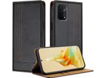 Custodia Per Oppo A54 5G In Pelle Flip Cover Con Funzione Stand Nero