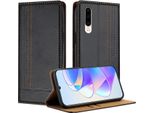 Custodia Per Huawei P30 In Pelle Con Funzione Stand Nero