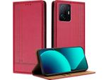 Custodia Per Xiaomi 11T / 11T Pro In Pelle Con Funzione Stand Rosso