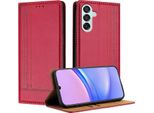 Custodia Per Cellulare Per Samsung Galaxy M14 5G In Pelle Flip Custodia Protettiva Con Funzione Stand Rosso