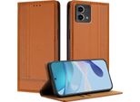 Custodia Per Motorola Moto G Stylus 5G 2024 In Pelle Con Funzione Stand Brown