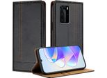 Custodia Per Huawei P40 Pro In Pelle Con Funzione Stand Nero