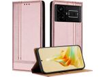 Custodia Per Telefono Cellulare Per Realme GT5 5G In Pelle Flip Cover Con Funzione Stand Rosa
