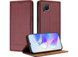 Custodia Per Huawei P40 Lite In Pelle Con Funzione Stand Rosso Scuro