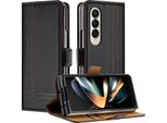 Custodia Per Telefono Cellulare Per Samsung Galaxy Z Fold 3 5G In Pelle Flip Custodia Protettiva Con Funzione Stand Nero