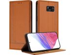 Custodia Per Telefono Cellulare Per Samsung Galaxy S7 In Pelle Flip-Up Custodia Protettiva Con Funzione Di Stand Marrone