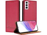 Custodia Per Telefono Cellulare Per Samsung Galaxy S21+ 5G In Pelle Flip Custodia Protettiva Con Funzione Stand Rosso