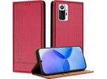 Custodia Per Xiaomi Redmi Note 10 Pro/Note 10 Pro Max In Pelle Con Funzione Stand Rosso