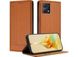 Custodia Per Telefono Cellulare Per Realme 9 5G In Pelle Flip Custodia Protettiva Con Funzione Stand Marrone