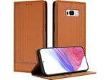 Custodia Per Telefono Cellulare Per Samsung Galaxy S8 In Pelle Flip-Up Custodia Protettiva Con Funzione Di Stand Marrone