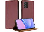 Custodia Per Samsung Galaxy A52S A52 5G/4G In Pelle Con Funzione Stand Rosso Scuro
