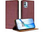 Custodia Per Oneplus 9R Custodia Flip In Pelle Con Funzione Stand Rosso Scuro