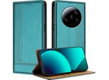 Custodia Per Xiaomi 13 Ultra In Pelle Flip Cover Con Funzione Stand Verde