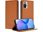 Custodia Per Xiaomi Redmi Note 10 Pro/Note 10 Pro Max In Pelle Flip Case Con Funzione Stand Brown