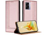 Custodia Per Telefono Cellulare Per Oppo A57 5G In Pelle Flip Cover Con Stand Rosa