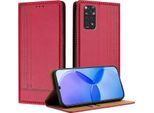 Custodia Per Xiaomi Redmi Note 11S/Note 11 4G/Note 12S Custodia Flip In Pelle Con Funzione Stand Rosso