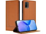 Custodia Per Xiaomi Poco M3 /Redmi 9T In Pelle Flip Cover Con Funzione Stand Brown