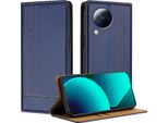 Custodia Per Xiaomi Civi 3 In Pelle Con Funzione Di Supporto Blu