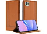 Custodia Per Samsung Galaxy A22 5G In Pelle Con Funzione Stand Brown