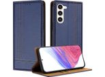 Custodia Per Samsung Galaxy S23 In Pelle Flip Case Con Funzione Stand Blu