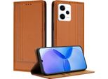 Custodia Per Xiaomi Redmi Note 12 Pro+ 5G In Pelle Con Funzione Stand Brown
