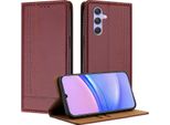 Custodia Per Samsung Galaxy A54 5G In Pelle Con Funzione Stand Rosso Scuro