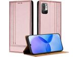Custodia Per Xiaomi Redmi 10 4G In Pelle Con Funzione Di Supporto Rosa
